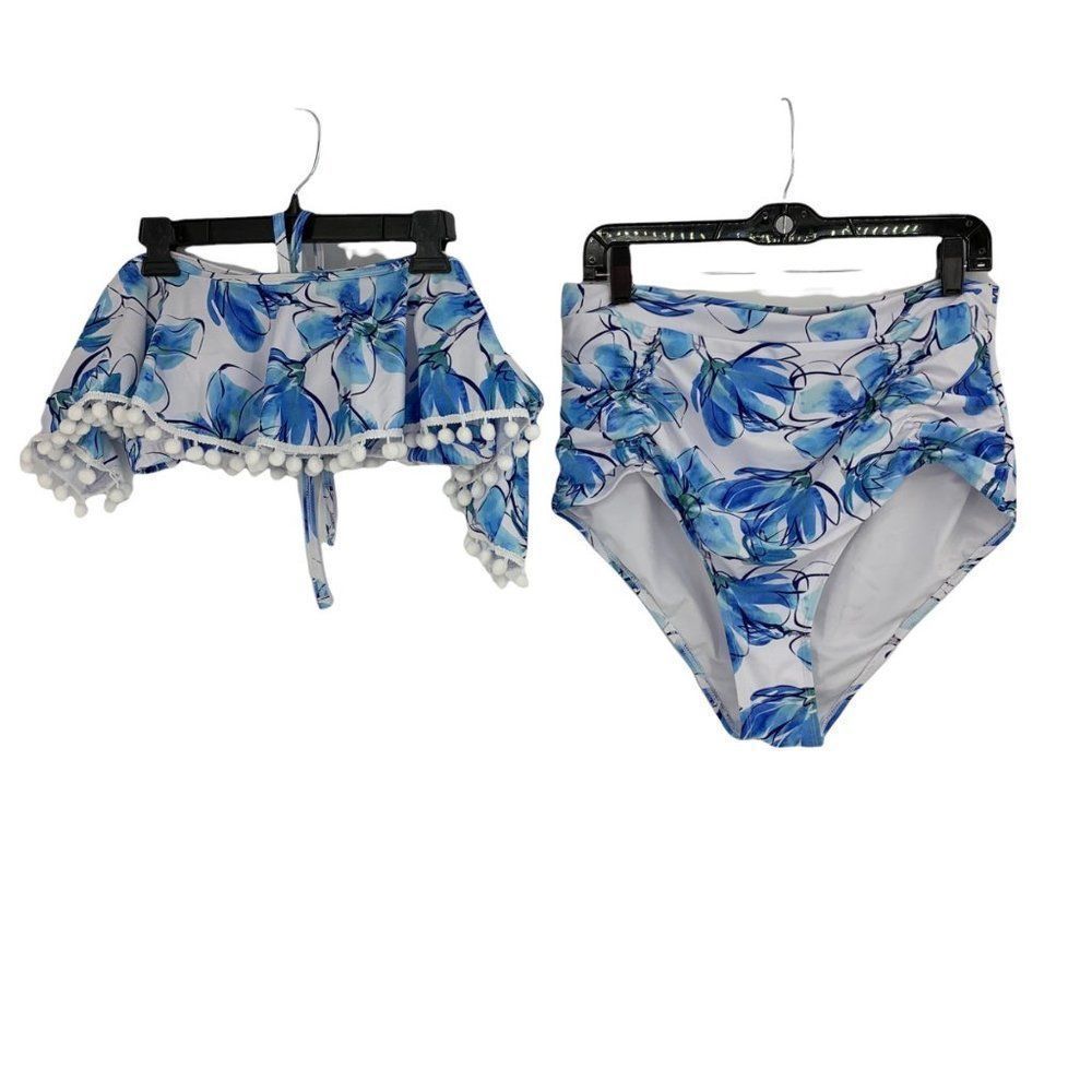 Womens 2-pc Swim Suit Size 3X Heat Move Blue Floral 0773 Bikini